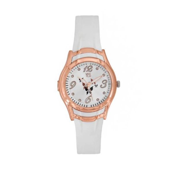 Reloj de Dama Casual Clásico Análogo. Caja Color Dorado – Pulso Color Blanco – Código: AQ108-02